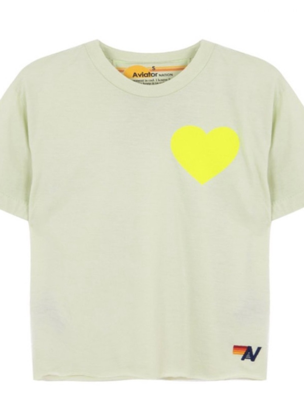 Aviator Nation women’s Pale Green Tee with Yellow Heart